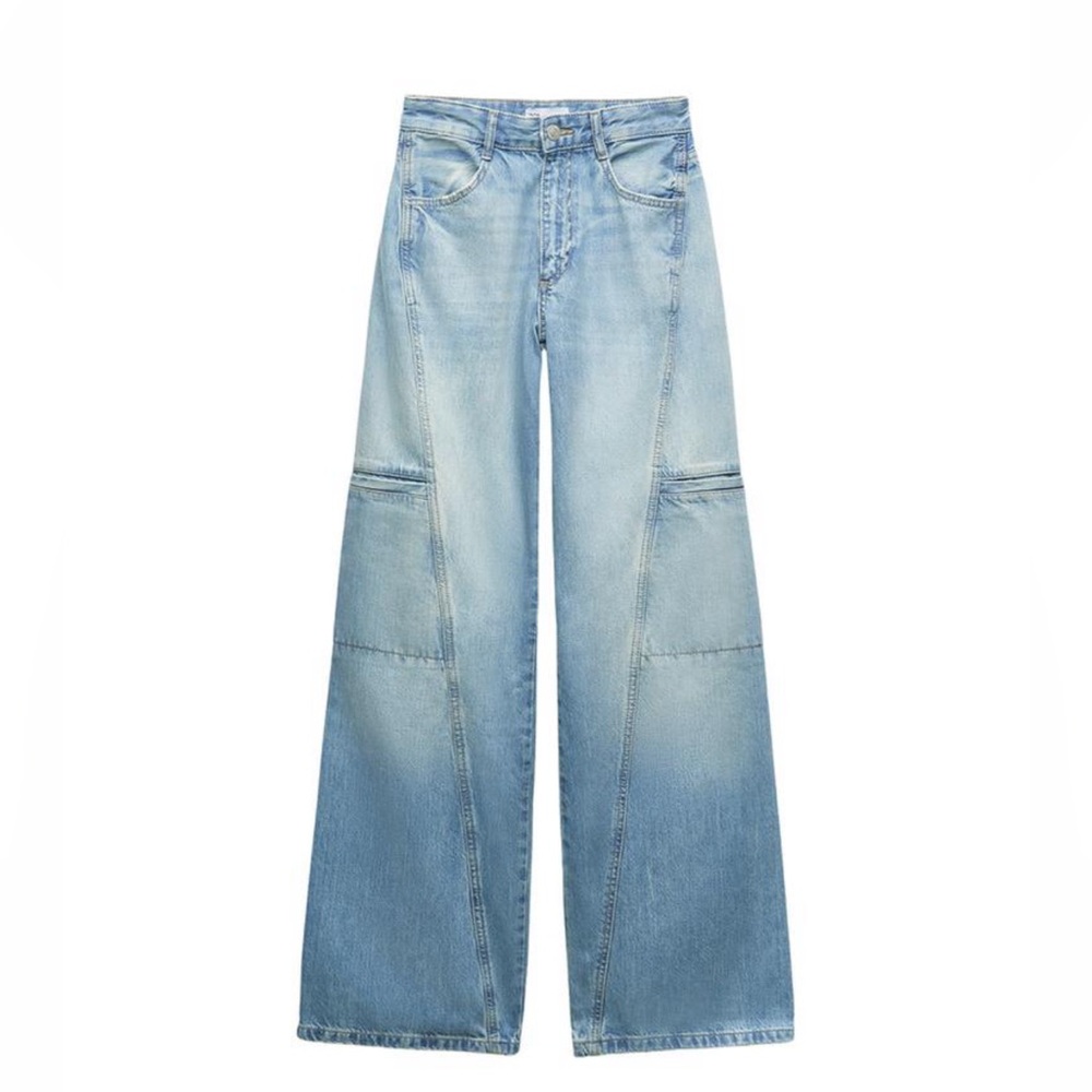 MID-RISE WIDE LEG CARGO JEANS Zara 27/4 jeans new